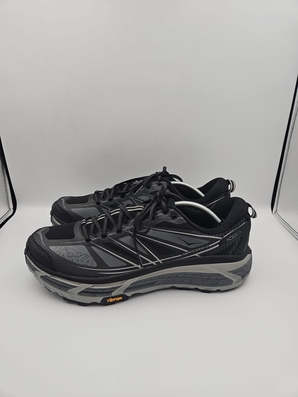 Hoka One One Men's Black and Gray Trail Running Shoes